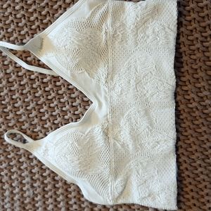 Three Bird Nest Floral Textured Padded Bralette M/L Ivory